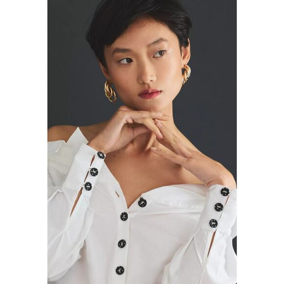 Maeve Crop Tie-Front Blouse L - Picture 4 of 4